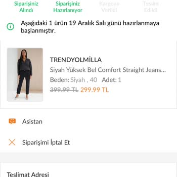 Trendyolmilla Pantolonumu Göndermiyor.
