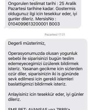 Avansas Sipariş Teslim Problemi