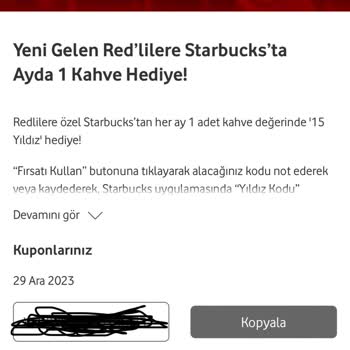 Vodafone Promosyon Kahve Kodu Sorunu