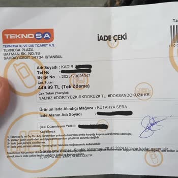 Teknosa Ürün İadesi Ve İade Çeki