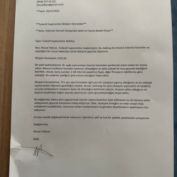 Turkcell TV+ Superonline Bilgim Olmadan Tarafıma Sahte İmza İle Sözleşme Yapmış