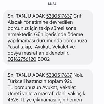 Turkcell Crif Bilmem Neden Sürekli Borç Mesajı Alıyorum