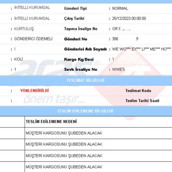 Aras Kargo Taşımıyor Geleni Geriye Gönderiyor Sahipsiz