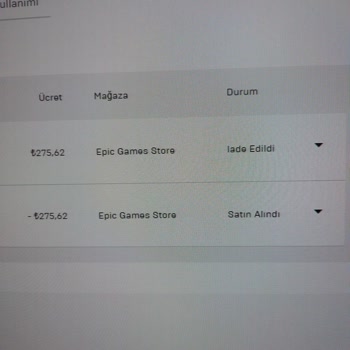 Epic Games İade Edilen Oyunun Parası Gelmedi