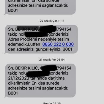 Çankırı PTT Kargo Şubesi İle İlgili Teslimat Şikayeti