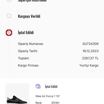 Sneaks Up Siparişim Kargolanmadı Ve İptal Edildi!