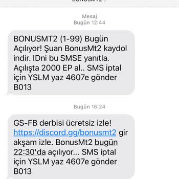 Bonusmt2'den İstenmeyen Mesaj