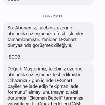 D Smart İptalde Zorluk Çıkartıyor. Cihazı Teslim Almıyor.