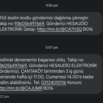 MNG Kargo Çantaköy Şubesi Başarısız Teslimat