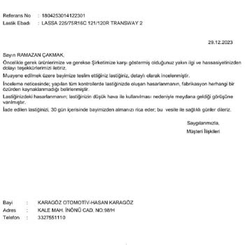 Lassa Yeni Lastikte Beklenmedik Parçalanma!