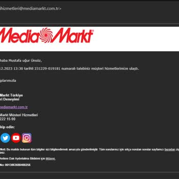Media Markt'tan Aldığım Ürünüm Benden Habersiz İade Edildi