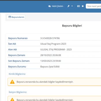 E-Devlet (Turkiye.gov.tr) Ulusal Staj Başvurusu Yapamıyorum!