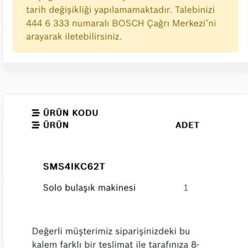 Bosch-Home Teslim Edilmeyen Ürünler.