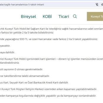 Kuveyt Türk Sağlık Harcamalarınıza 5 Taksit İmkanı