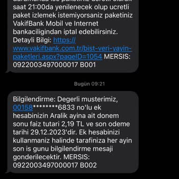 VakıfBank Bıst Veri Paketi Ücreti