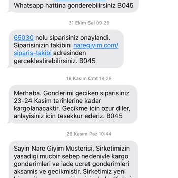 Nare Giyim Ödemesi Alınan Ürünler Teslim Edilmiyor
