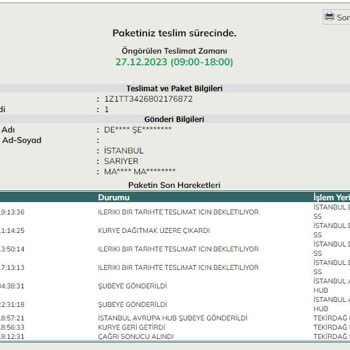 UPS Türkiye Teslim Edilemeyen Kargo Paketi