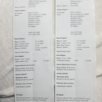 Bosch Farklı Ürün Teslimatı