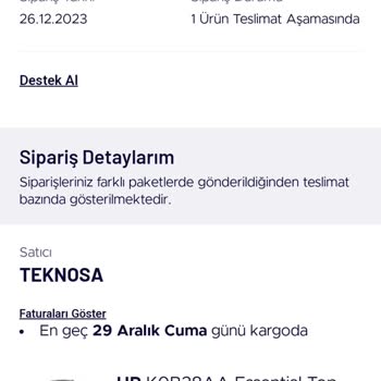 Teknosa Ürünü Kargoya Verememek