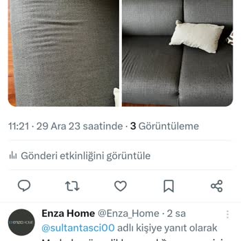 Enza Home Koltuk Takımı Defolu Çıktı