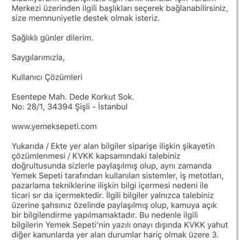 Yemeksepeti Para İadesi Sorunu