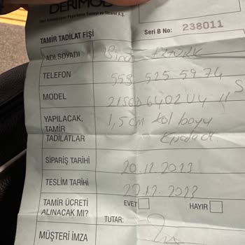 Derimod Deri Ceket İçin Beklenen Hizmet Gecikmesi