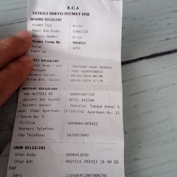 ECA Kombi Şikayeti Şiddetli Servis