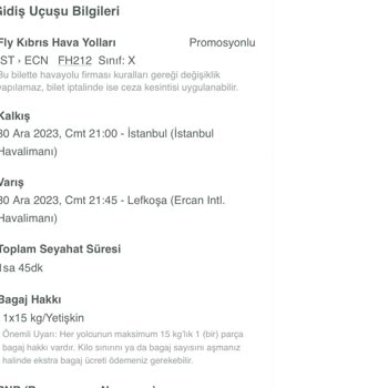 Fly Kıbrıs Hava Yolları Keyfi Bilet Saat Değişikliği