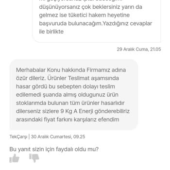 Hepsiburada Muadil Ürünü Sevkiyat Talebi