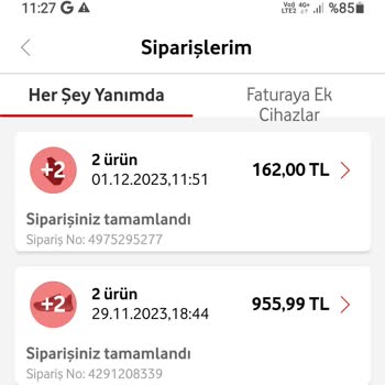Vodafone Her Şey Yanımda Yüksek, Karşılıksız Fatura