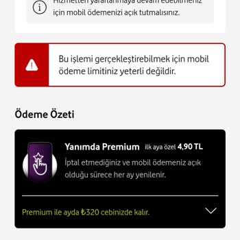Vodafone Mobil Ödeme Limitim Kullanılmıyor