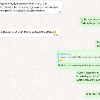 A101 Siparişin İadesini Kabul Etmiyor.