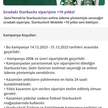 Getir Ve Starbucks Kampanya Uygulaması Şikayeti