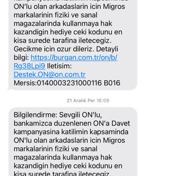 On Dijital Bankacılık Hediye Çeki Gelmedi