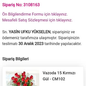 Çiçekmarket.com Yanlış Sipariş Gönderiyor