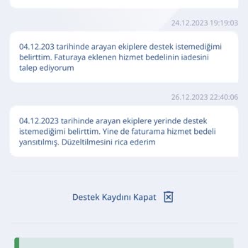 TurkNet Kullanmadığım Hizmet Bedeli