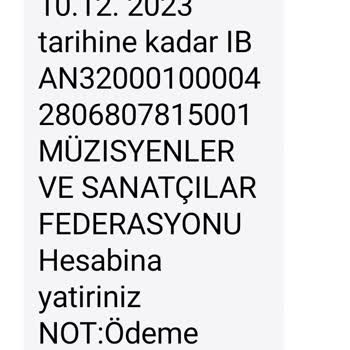 Müzisyenler ve Sanatçılar Federasyonu Müzsan Fd Tarafından Aidat Mesajları