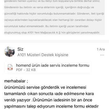 A101 İademi Geri Vermiyor