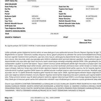 Axa Sigorta DASK İptal Edilmeli Zaten Daskım Vardı