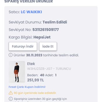 LCW İnternetten Aldığım Ürünü Kabul Etmiyor