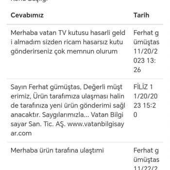 Vatan Bilgisayar Elektronik Mağazasında Yaşanan Ürün Değişim Süreci Sorunları