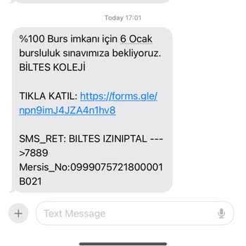 Biltes Koleji İstemediğim Halde Sürekli SMS Yollanıyor