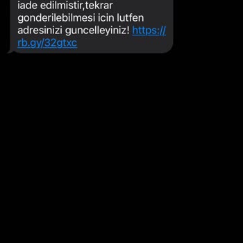 Adres Nedeniyle İade mesajı