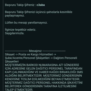 PTT Kargo PTT Personel Kargomu (Ç) ALMAYA Çalıştı