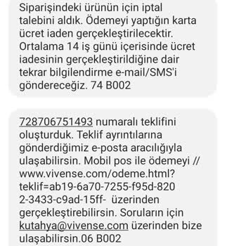 Vivense Almadığım Ürün İçin Para Çekti