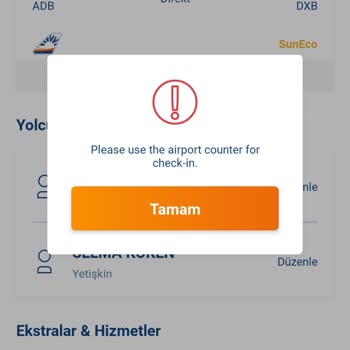 Sunexpress Havayolları Online Check-in İşlemleri
