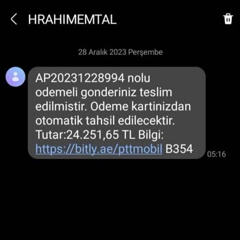 PTT Kargodan Gelen Mesaj