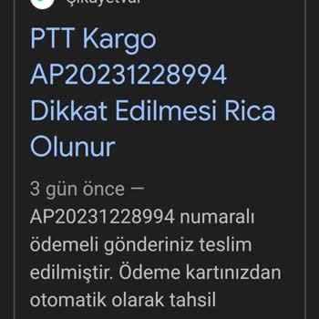 PTT Kargodan Gelen Asılsız Mesaj