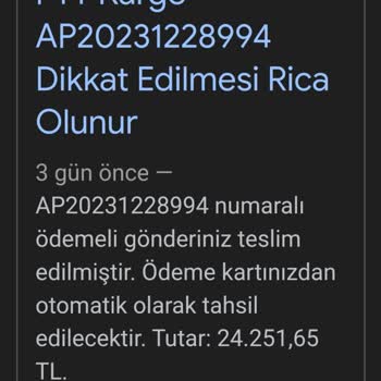 PTT Kargodan Gelen Asılsız Mesaj