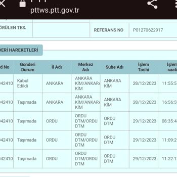 PTT Kargo Ordu Şubesi Kargo Bekletme
